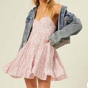 Altar'd State Pink Floral Smocked Summer Dress